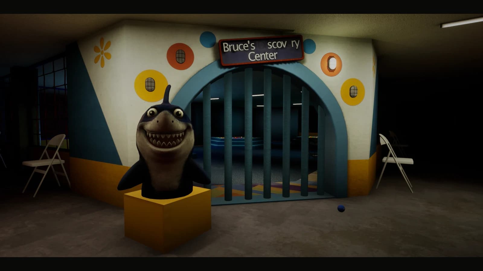Eingang zu Bruce's Discovery Center in Escape the Backrooms Level 421: Plastic Mariana