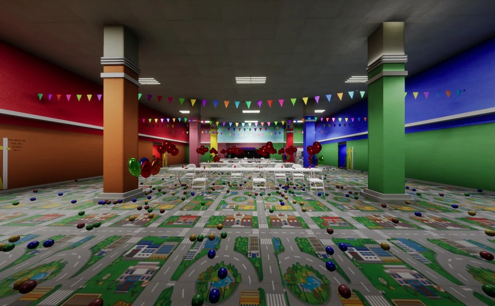 Escape the Backrooms Level Fun Plus Hub-Raum und Partygoer-Gefahrenzone